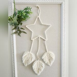 Decor - boho star & leaf macrame fringe hanging mobile